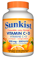 Vitamin C andD, Chewable Orange, 500 mg/500 IU, 80 tablets