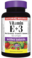 Vitamin E+3, with Beta Carotene + Vitamin C + Selenium, 200 IU, 60 softgels