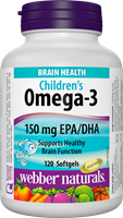 Omega-3 KIDS, Orange Flavour, (EPA 100, DHA 50), 120 softgels