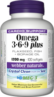 Mega 3-6-9 Plus, High Potency, Flaxseed, Fish, Borage Oil, 1200 mg, 100 softgels