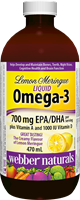 Lemon Meringue Liquid Omega-3, Plus Vitamin A & 1000 IU Vitamin D, 470 ml liquid