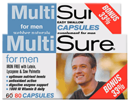 MultiSure for Men, Easy Swallow Multivitamin, BONUS! 33% MORE, 60+20 capsules