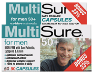 MultiSure for Men 50+, Easy Swallow Multivitamin, BONUS! 33% MORE, 60+20 capsules