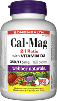 Cal-Mag 2:1 with D3, 350/175 mg/100 IU, 180 caplets