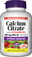 Calcium Citrate with D3, High Absorption, 300 mg/200 IU, 120 tablets